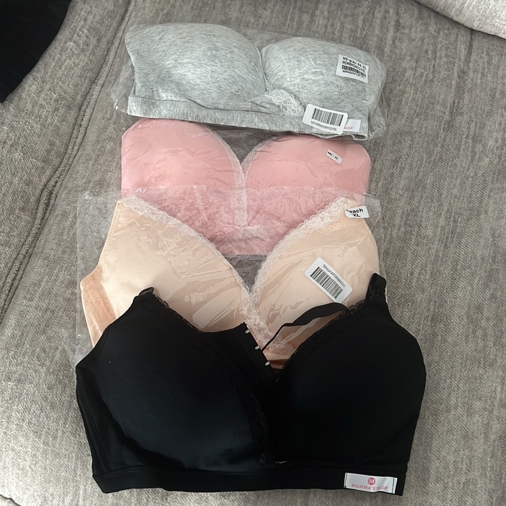 4 Maternity clip down nursing bras (4) size XL
